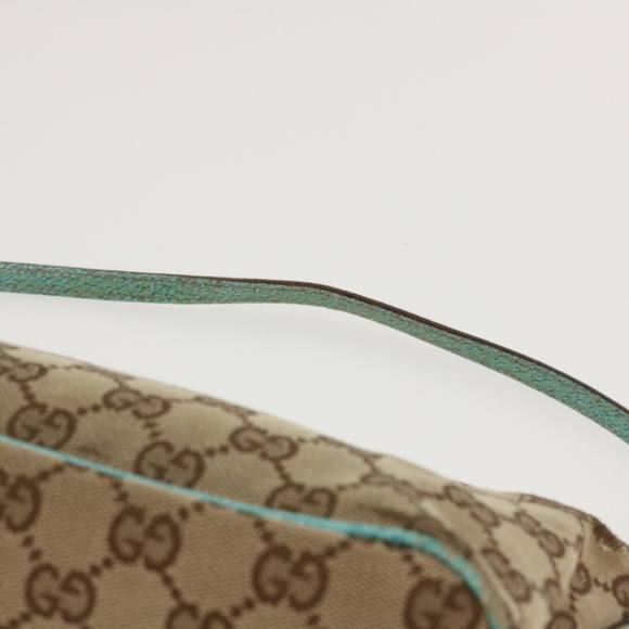 GUCCI GG Canvas Accessory Pouch Canvas Beige Turquoise Blue 2123 Auth yb048 - Picture 8 of 16